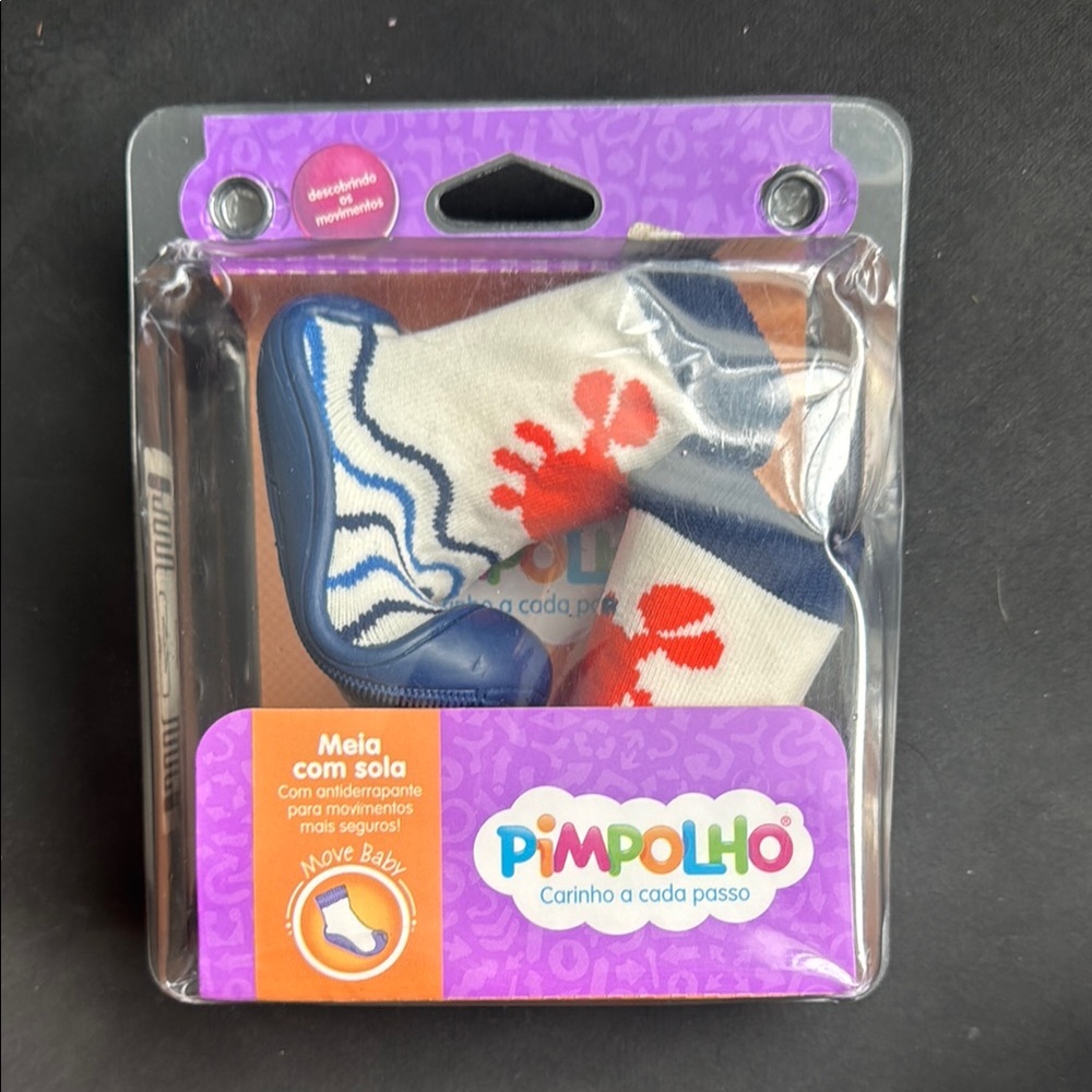 NIB Pimpolho Baby Sock Shoes Size 4 – Nautical Crab First Walkers 9-12 Months